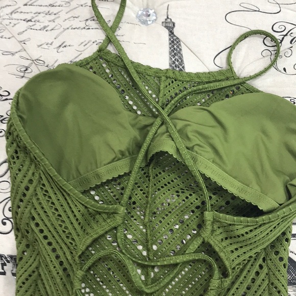 ROBIN PICCONE Mixed Crochet High Neck Swimsuit - Picture 7 of 8